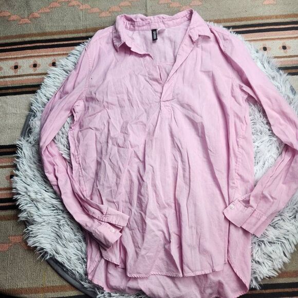 Pink Tunic Blouse Collar H&M Divided Women's Medium - Picture 1 of 5
